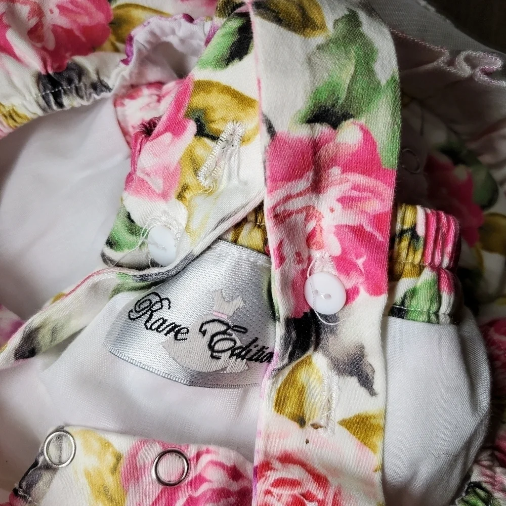 Rare Editions White, Pink, Purple Floral Lace Baby Bodysuit Bubble Romper NWOT